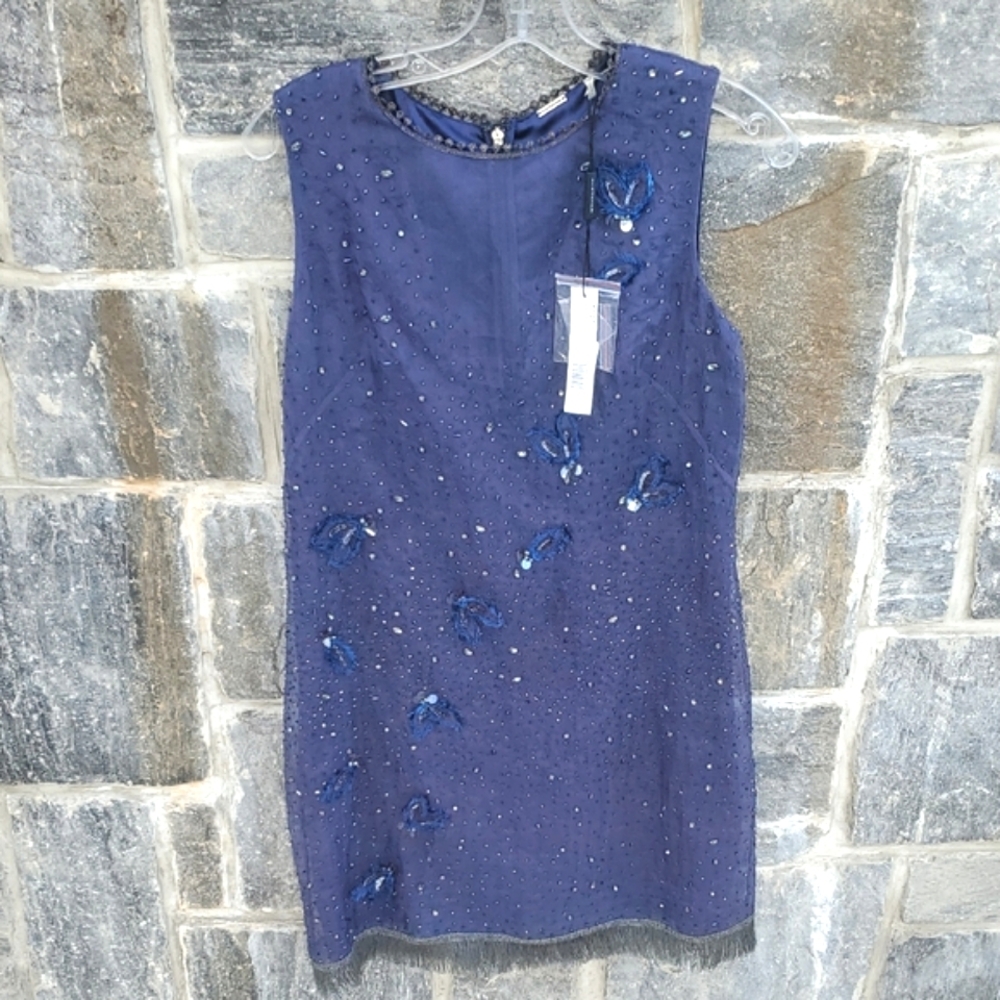 NWT Elie Tahari Marcy Silk Embellished Sequin Mini Dress Size 8